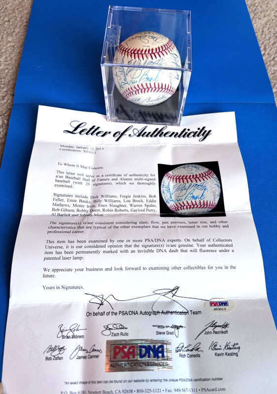 HOF Signed Baseball Signed by 25! Auto Full PSA/DNA Banks, Spahn, Gibson, etc.