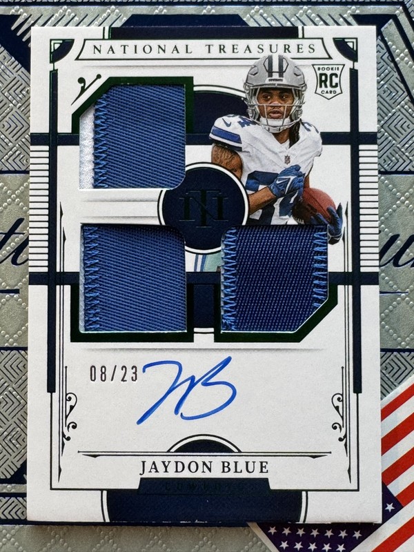 2025 Panini National Treasures JAYDON BLUE Rookie Patch Auto Cowboys Green /23