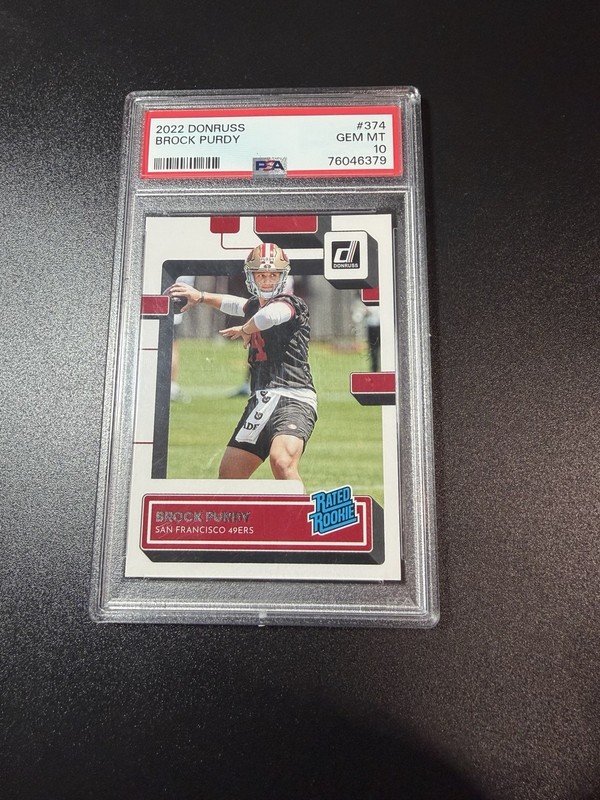 Brock Purdy **ROOKIE CARD** 2022 Donruss PSA GEM MINT 10 GRADE! 🔥