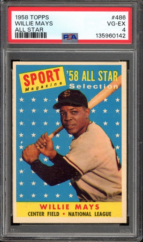 1958 Topps #486 Willie Mays All-Star PSA 4 Vintage HOF Baseball Card (0142)