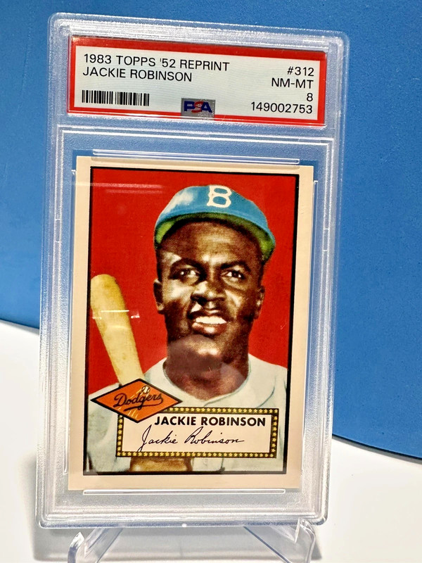 1983 TOPPS '52 REPRINT #312 JACKIE ROBINSON HOF PSA 8