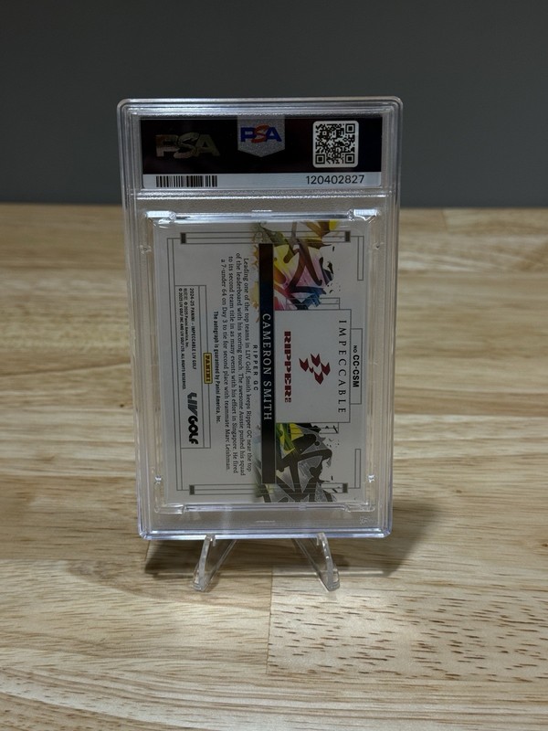 2024 Panini Impeccable LIV Golf Cameron Smith Canvas Creations Auto 56/65 PSA 9 view 2