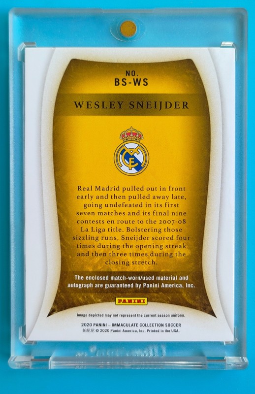 2020 Immaculate Real Madrid Wesley Sneijder Match-worn Boot Patch Auto 7/16 SP view 2