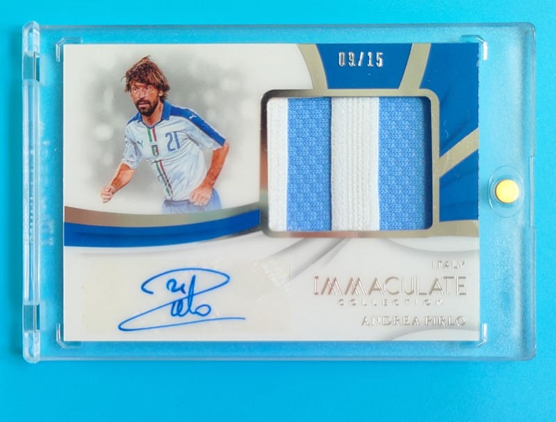 2018-19 Panini Immaculate Italy legend Andrea Pirlo Match-worn Patch Auto 9/15