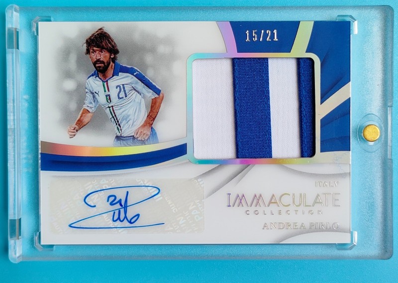 2018-19 Panini Immaculate Italy  legend Andrea Pirlo Match-worn Patch Auto 5/21