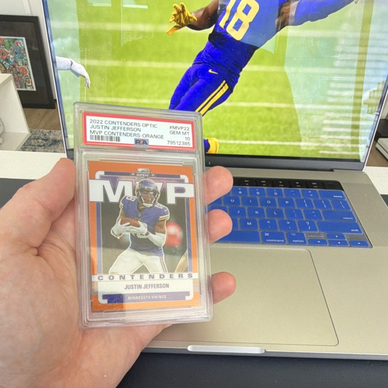 2022 Panini Contenders Optic Justin Jefferson MVP Orange #MVP-22 PSA 10 Vikings