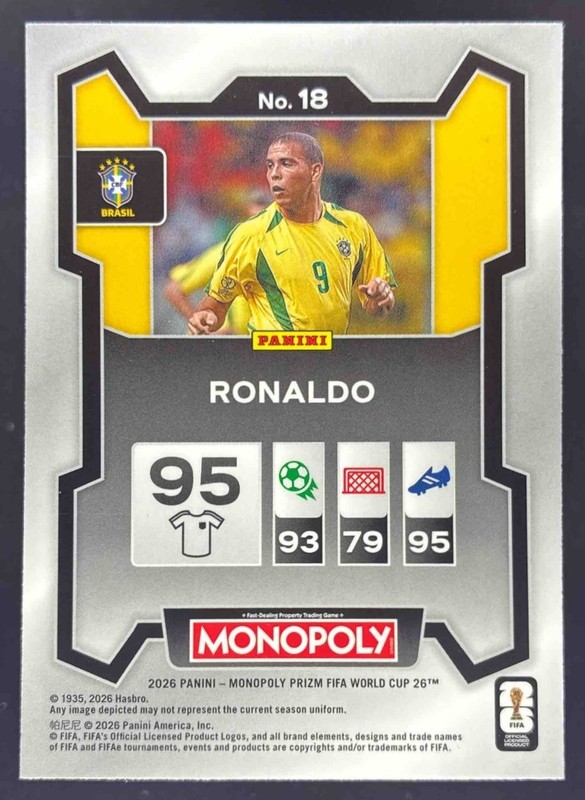 2026 Panini Soccer Prizm Monopoly World Cup Ronaldo #18 Brazil view 2