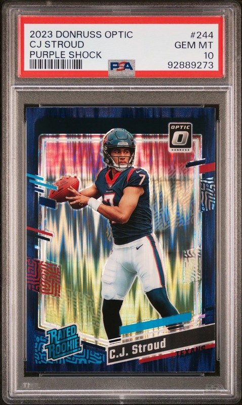 2023 Panini Donruss Optic CJ Stroud #244 Purple Shock PSA 10