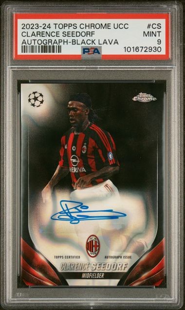 CLARENCE SEEDORF 2023 TOPPS CHROME UCC BLACK LAVA REF AUTO #CACS PSA 9 POP 1/1