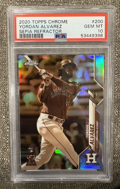 2020 Topps Chrome YORDAN ALVAREZ Sepia Refractor RC PSA 10 GEM MINT #200 Rookie
