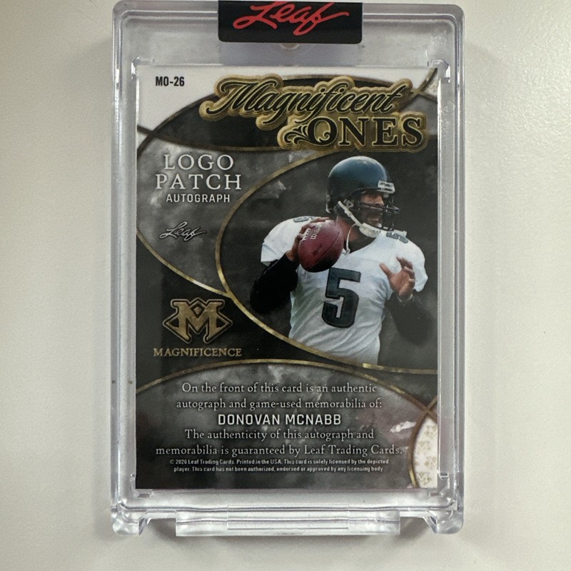 2026 Leaf Magnificence Magnificent ONES Donovan McNabb 1/1 NFL Shield Patch Auto view 2