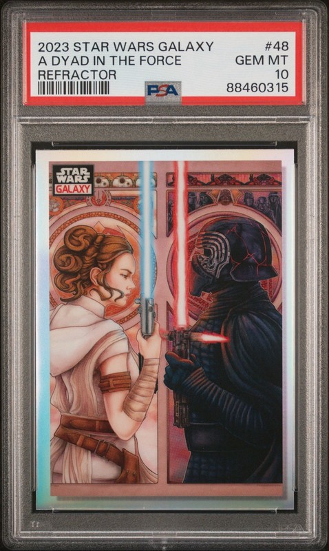 2023 TOPPS CHROME STAR WARS GALAXY #48 A DYAD IN THE FORCE REFRACTOR PSA 10