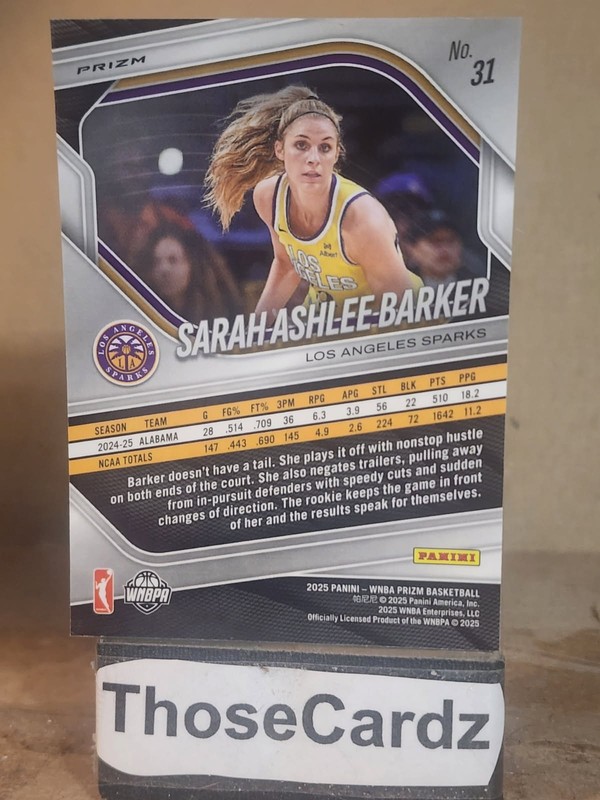 2025 Panini Prizm WNBA White Seismic Prizm #31 Sarah Ashlee Barker view 2