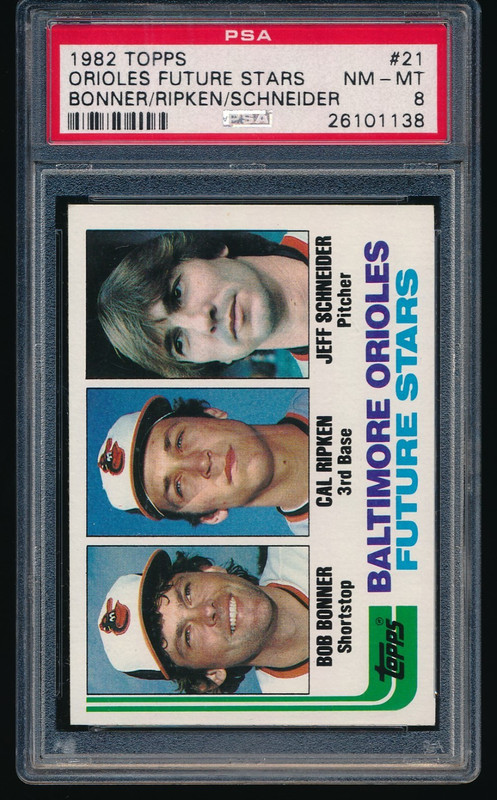 1982 Topps #21 Cal Ripken Jr Rookie Card Baltimore Orioles PSA 8 NM-MT
