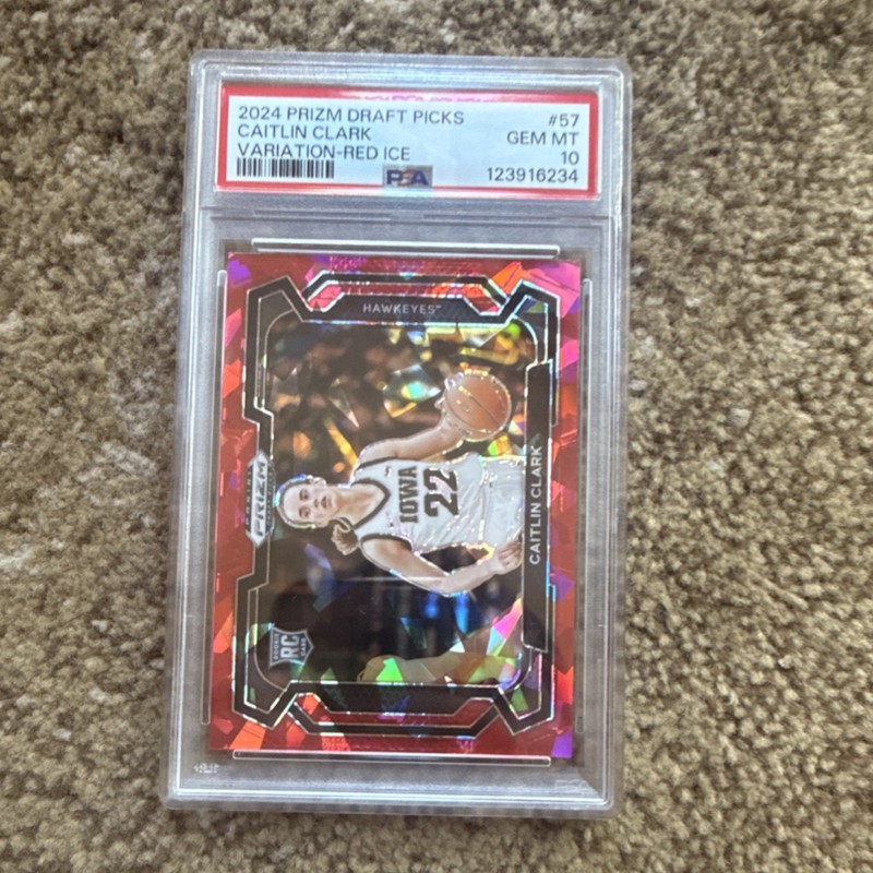 Panini 2024-25 Prizm Draft Picks Caitlin Clark #57 Red Ice RC PSA 10