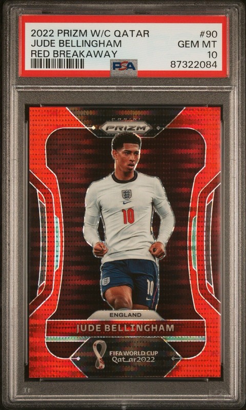 PSA 10: 2022 Panini Prizm World Cup Qatar Breakaway Red 90 - Jude Bellingham /99