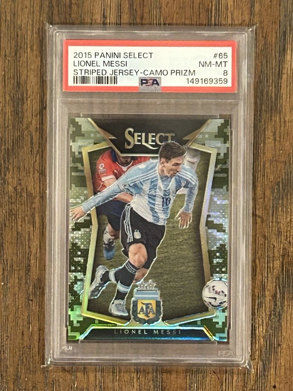 2015-16 Panini Select - Lionel Messi #65 Camo Prizm /249 PSA 8 RARE🔥