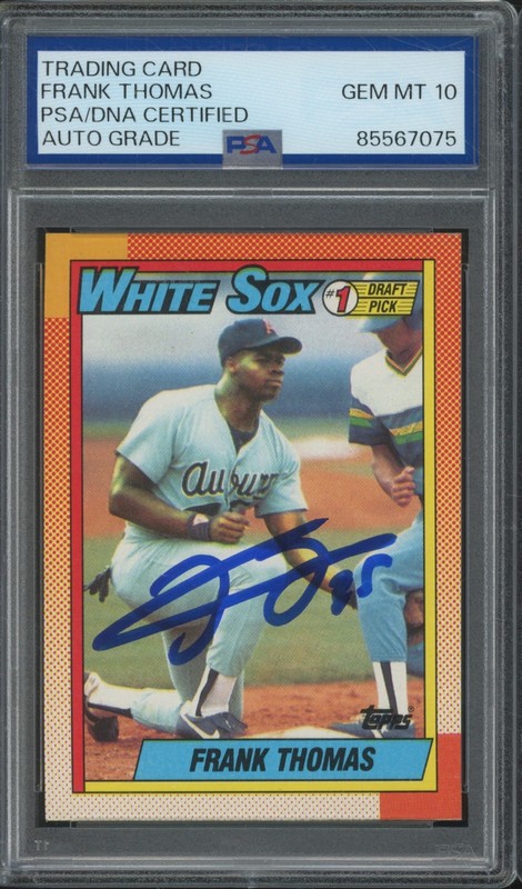 1990 Topps #414 Frank Thomas Autograph RC Rookie Gem Mint PSA DNA 10 Auto view 1