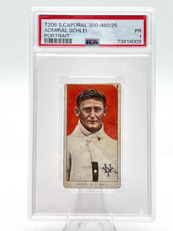 T206 Sweet Caporal Cigarette 350-460/25 Admiral Schlei Portrait Card PSA 1 PR