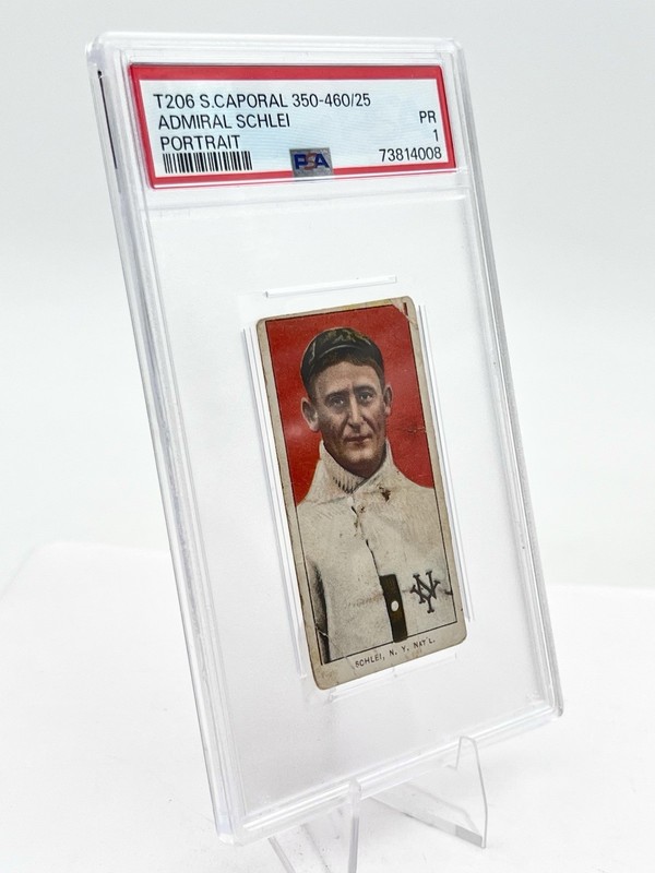 T206 Sweet Caporal Cigarette 350-460/25 Admiral Schlei Portrait Card PSA 1 PR view 2