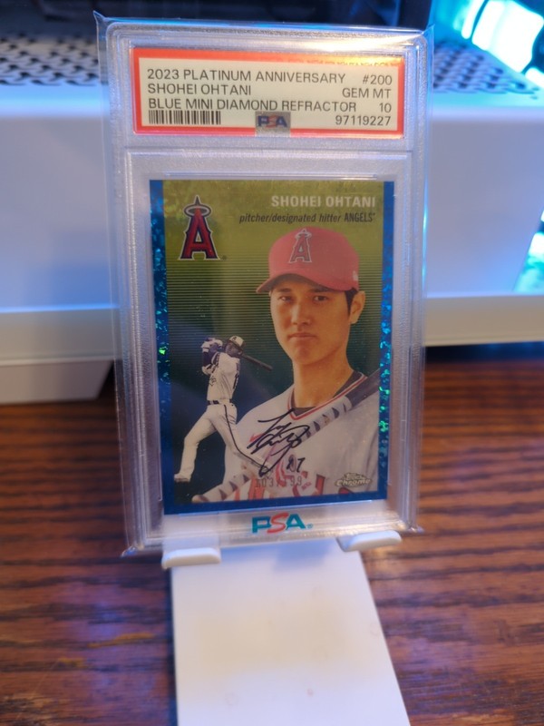 Shohei Ohtani RARE BLUE DIAMOND REFRACTOR /199 SSP TOPPS CHROME NON AUTO PSA 10 view 2