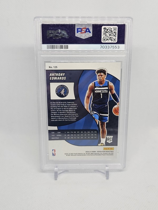 2020 PANINI REVOLUTION #125 ANTHONY EDWARDS ROOKIE RC PSA 10 view 2
