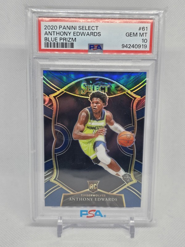 Anthony Edwards 2020-21 Panini Select Blue Prizm RC #61 PSA 10