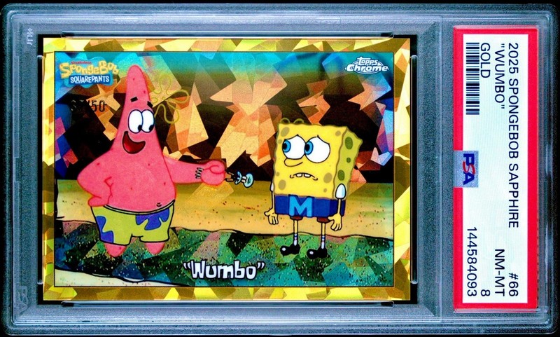 2025 Topps SpongeBob Chrome Wumbo Gold Sapphire Refractor /50 PSA 8… POP 1!