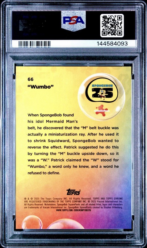 2025 Topps SpongeBob Chrome Wumbo Gold Sapphire Refractor /50 PSA 8… POP 1! view 2