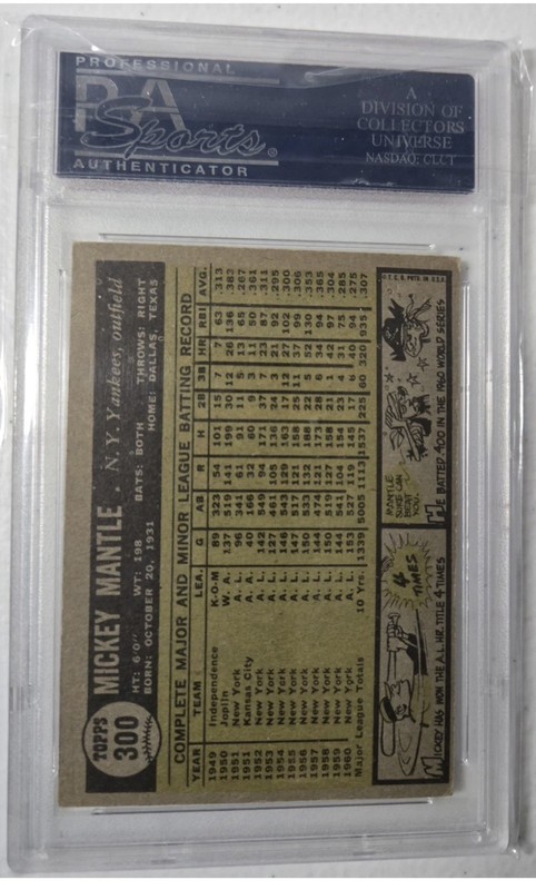 1961 Topps - Mickey Mantle #300 PSA 3 view 2