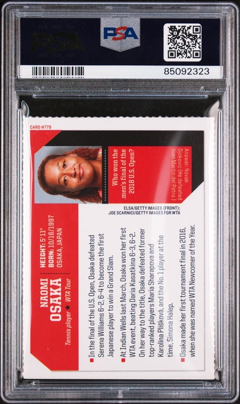 2018 S.I. For Kids #779 Naomi Osaka (RC) Rookie Card PSA 7 view 2