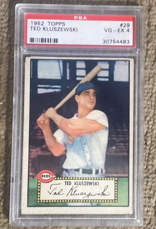 1952 TOPPS TED KLUSEWSKI 29 RED BACK PSA 4