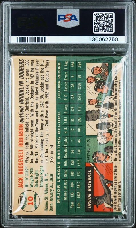 1954 Topps Jackie Robinson #10 PSA 1.5 view 2