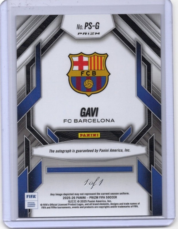 2025-26 PANINI FIFA PRIZM GAVI BLACK SHIMMER PROLIFIC SIGNATURES AUTO 1/1 view 2
