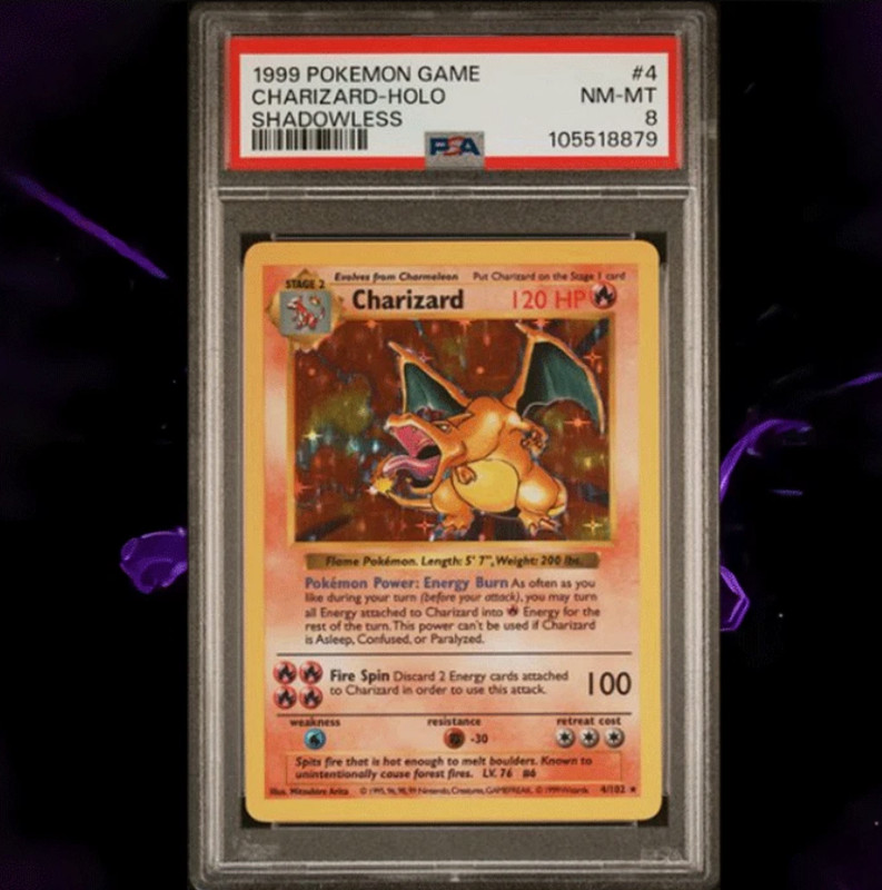 Charizard 4/102 Base Set Holo Pokémon PSA 8-new!