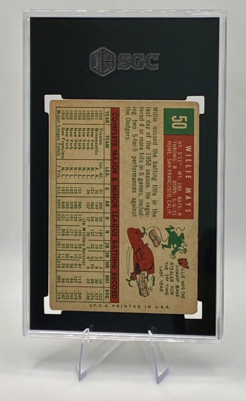 Willie Mays - 1959 Topps #50 - HOF -  SGC 3 - Giants view 2