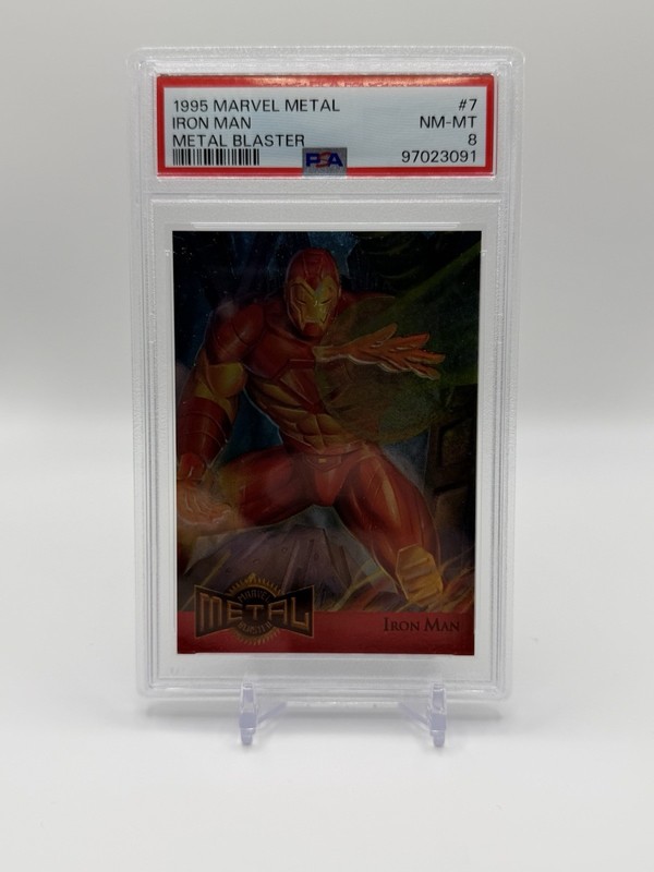 1995 MARVEL METAL SILVER BLASTER 7 IRON MAN PSA GRADED 8 NM-MT FLEER