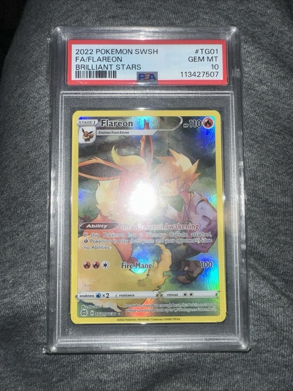 Pokemon Sword & Shield Brilliant Stars Flareon Trainer Gallery TG01/TG30 PSA 10