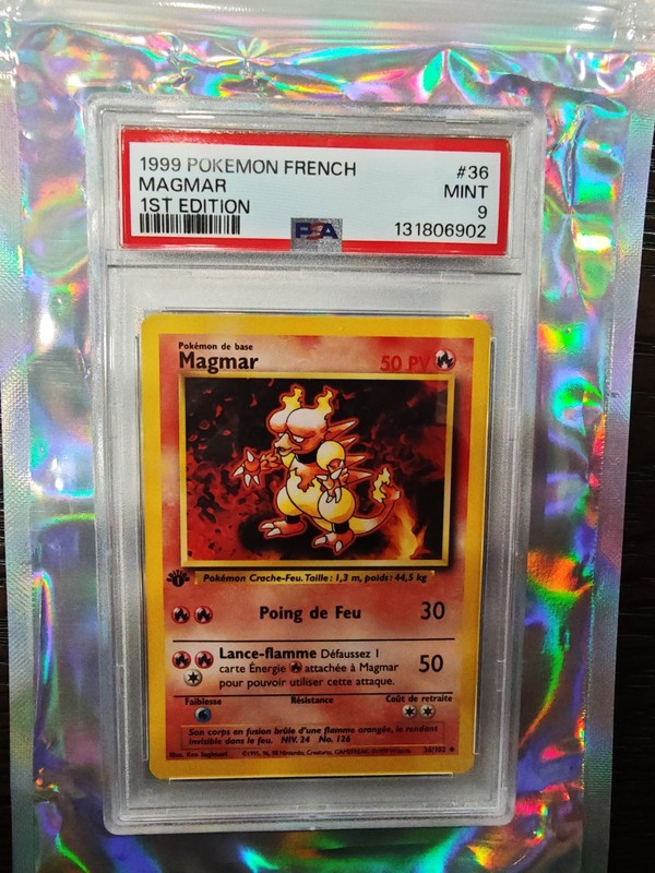 Pokemon Magmar 1st Edition 1999 Base Set #36/102 PSA 9 Fr Shadowless