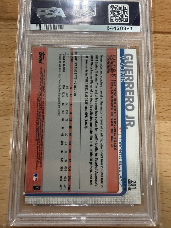 ⭐️2019 Topps Chrome Refractor #201 Vladimir Guerrero Jr RC Rookie PSA 10⭐️ view 2