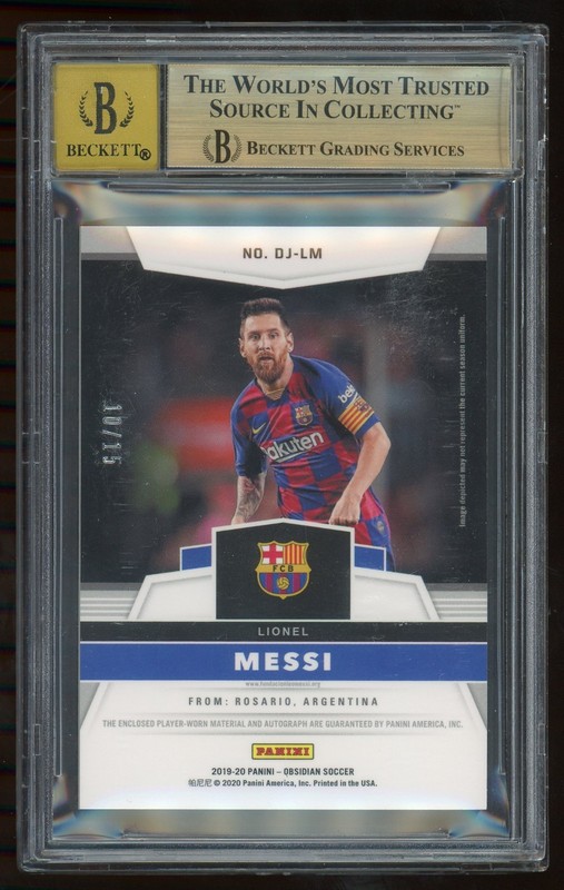 2019-20 Panini Obsidian Lionel Messi 10/15 JSY # Patch Auto BGS 9.5/10 Gem Mint view 2
