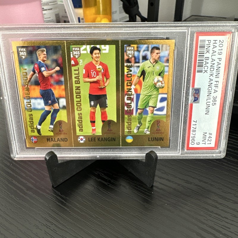 2019 PANINI FIFA 365 ERLING HAALAND ROOKIE RC KANGIN LUNIN #421 PINK BACK PSA 9