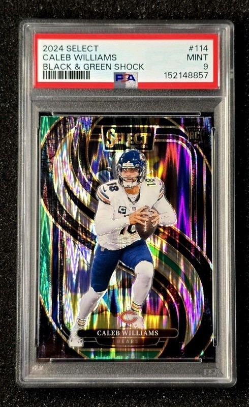 2024 Select Caleb Williams #114 Premier Black & Green Shock Prizm (RC) PSA 9