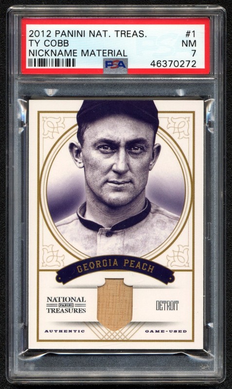 Ty Cobb 2012 Panini National Treasures PSA 7 Nickname Material Game Used Bat /99