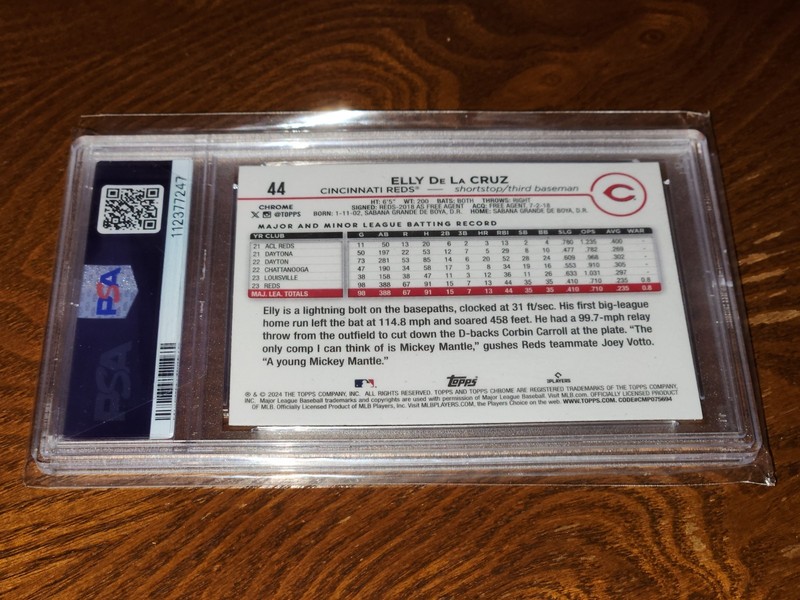 2024 Topps Chrome Elly De La Cruz X-Fractor Rookie Card RC PSA 9 Reds view 2