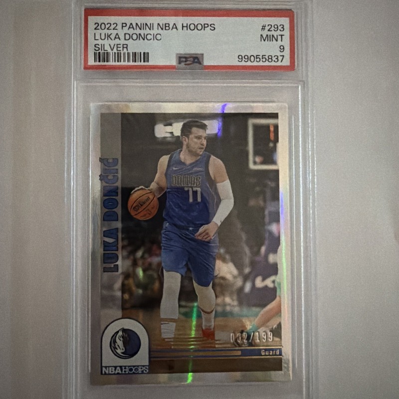 2022-23 NBA HOOPS LUKA DONCIC SILVER HOLO MAVERICKS LAKERS PSA 9 MINT /199 POP 5