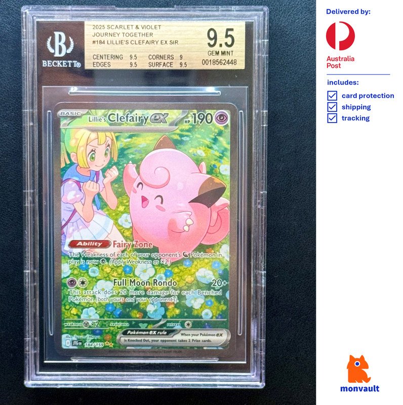 BGS 9.5 GEM MINT | Lillie's Clefairy ex 184/159 | Journey Together | Pokemon TCG