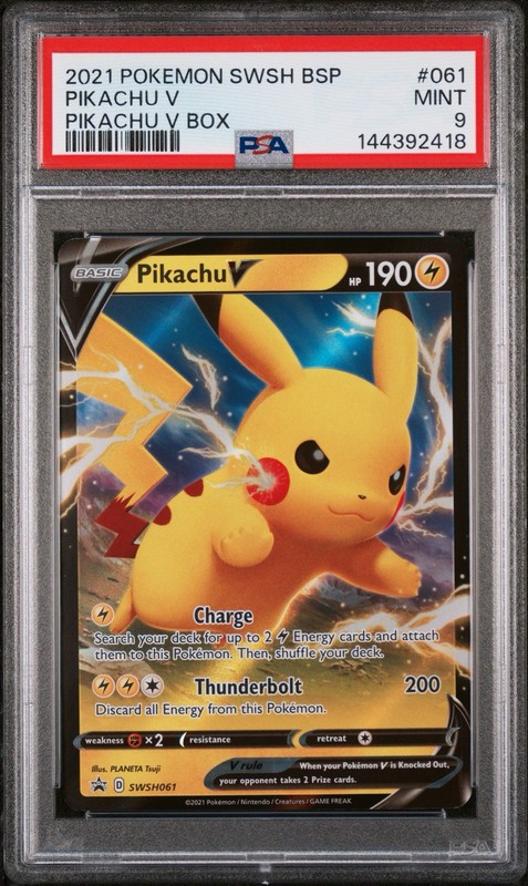 2021 POKEMON SWSH BLACK STAR PROMO PIKACHU V BOX #061 PIKACHU V PSA 9