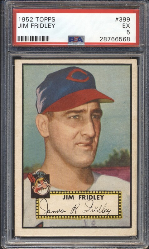 1952 Topps Baseball Jim Fridley ROOKIE #399 PSA 5 INDIANS High Number SET BREAK