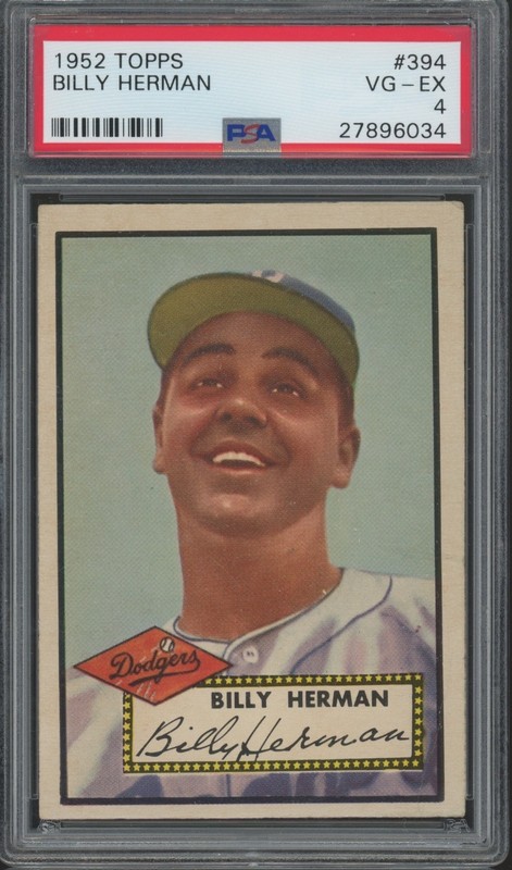 1952 Topps Baseball #394 Billy Herman High Number VG-EX PSA 4